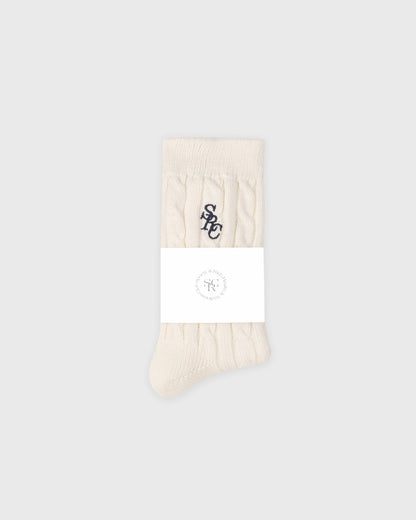 Sporty & Rich SRC Cableknit Socks - Ecru