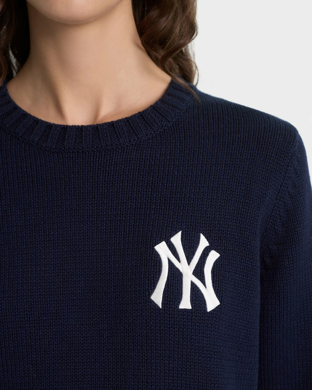 Sporty & Rich Heritage Yankees Serif Knitted Sweater - Navy/Ecru