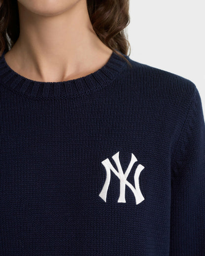 Sporty & Rich Heritage Yankees Serif Knitted Sweater - Navy/Ecru