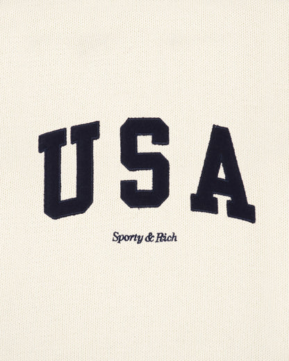 Sporty & Rich USA Knitted Sweater - Ecru/Navy