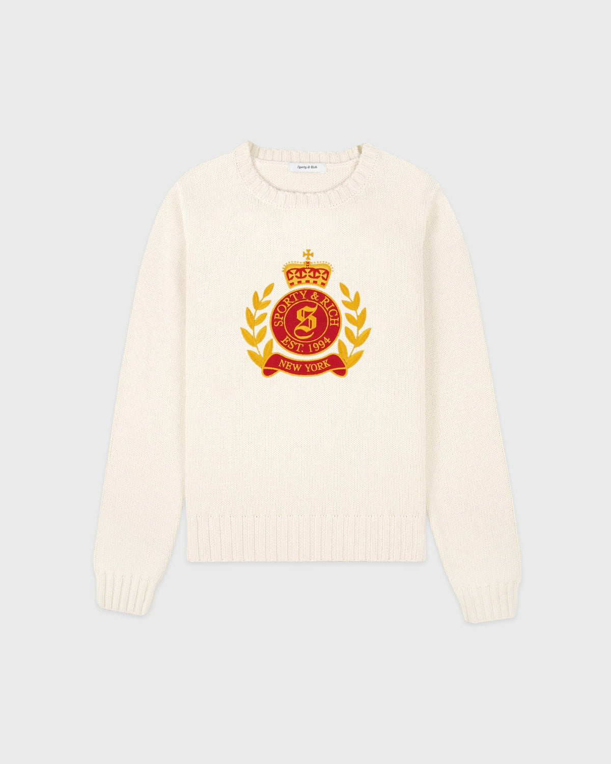 Sporty & Rich NY Crest Knitted Sweater - Ecru