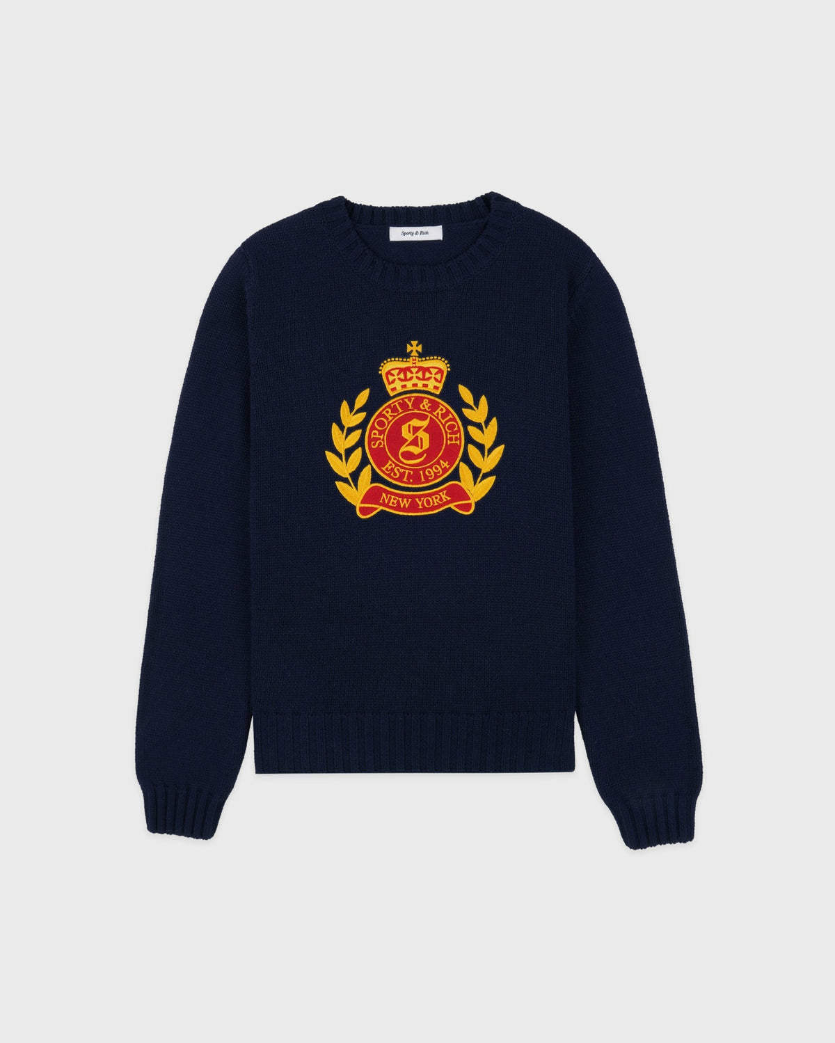 Sporty & Rich NY Crest Knitted Sweater - Navy