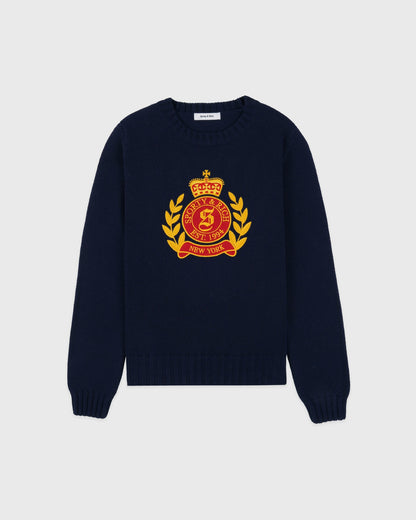 Sporty & Rich NY Crest Knitted Sweater - Navy