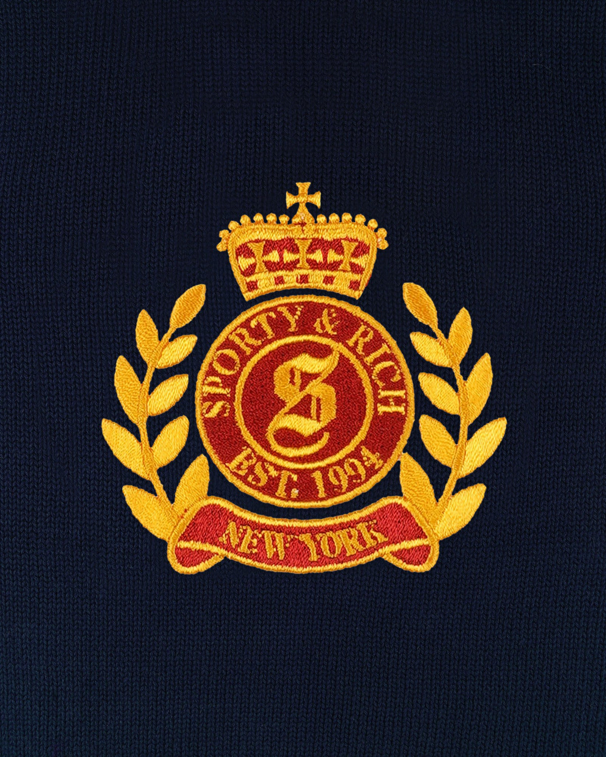 Sporty & Rich NY Crest Knitted Sweater - Navy