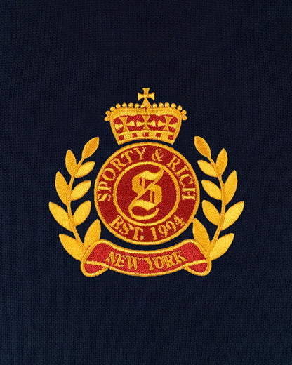 Sporty & Rich NY Crest Knitted Sweater - Navy