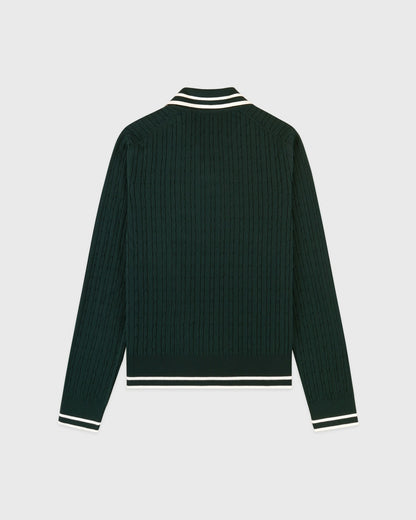 Sporty & Rich SRC Mini Cable LS Polo - Forest/Ecru