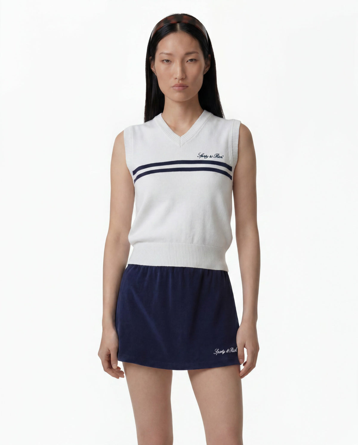 Sporty & Rich Signature Logo Knitted Vest - White