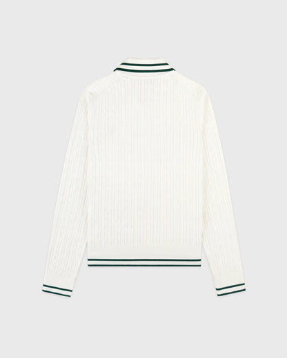 Sporty & Rich SRC Mini Cable LS Polo - Ecru/Forest