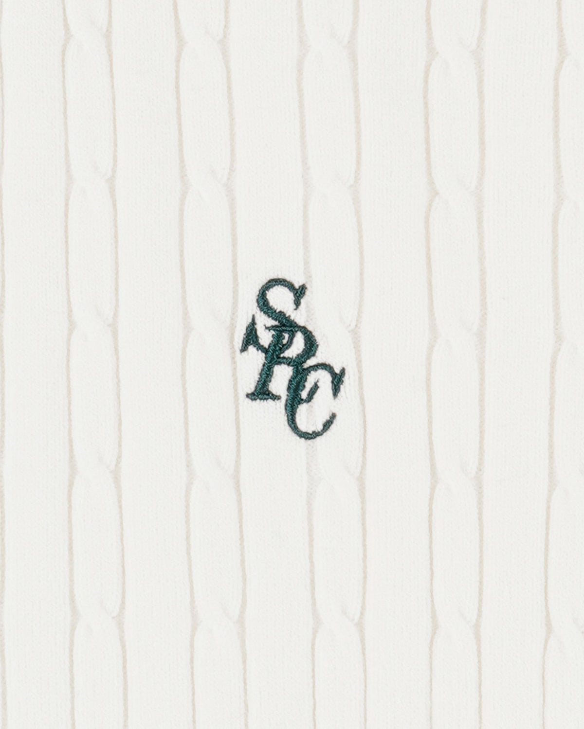 Sporty & Rich SRC Mini Cable LS Polo - Ecru/Forest