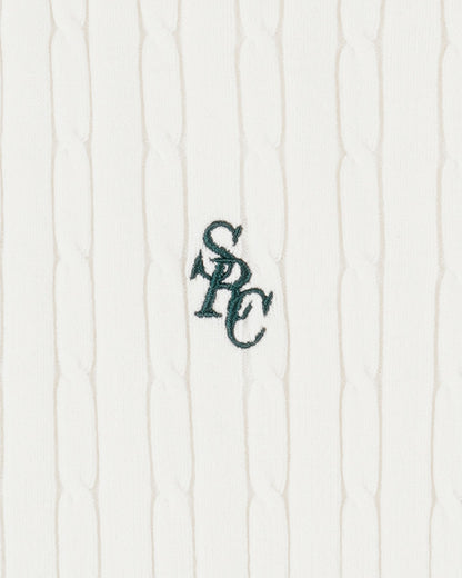 Sporty & Rich SRC Mini Cable LS Polo - Ecru/Forest