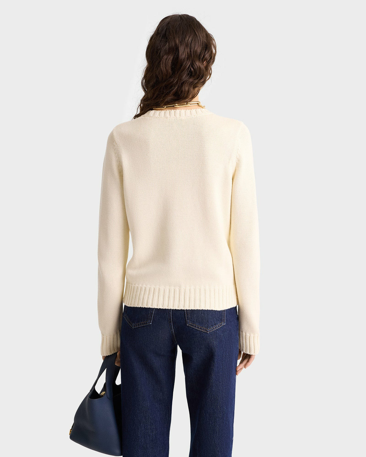 Sporty & Rich Bristol Crest Cotton Knit Sweater - Cream