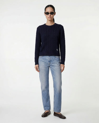 Sporty & Rich SRC Cable Sweater - Dark Navy