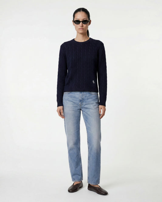 Sporty & Rich SRC Cable Sweater - Dark Navy