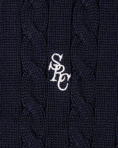 Sporty & Rich SRC Cable Sweater - Dark Navy
