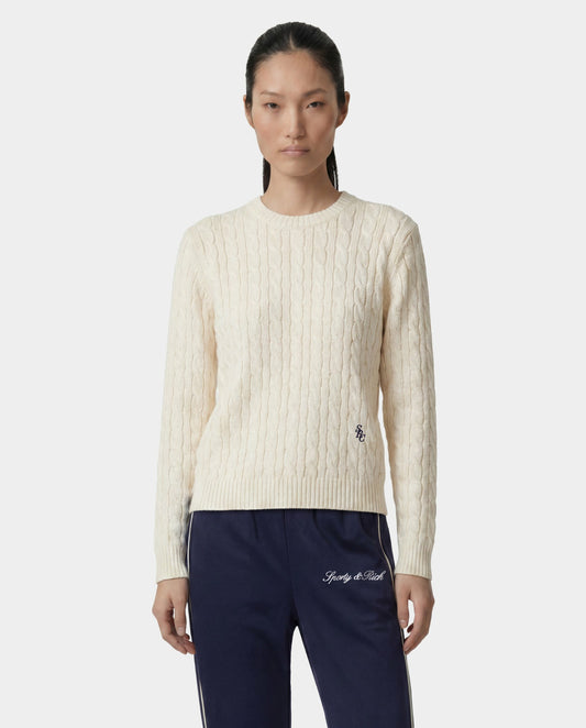 Sporty & Rich SRC Cable Sweater - Ecru
