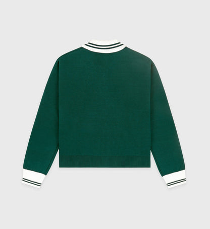 Sporty & Rich Crown Tennis Zipped Cardigan - Alpine/White