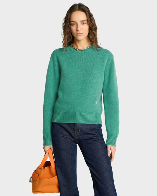Sporty & Rich SRC Wool Crewneck - Spring Green/White