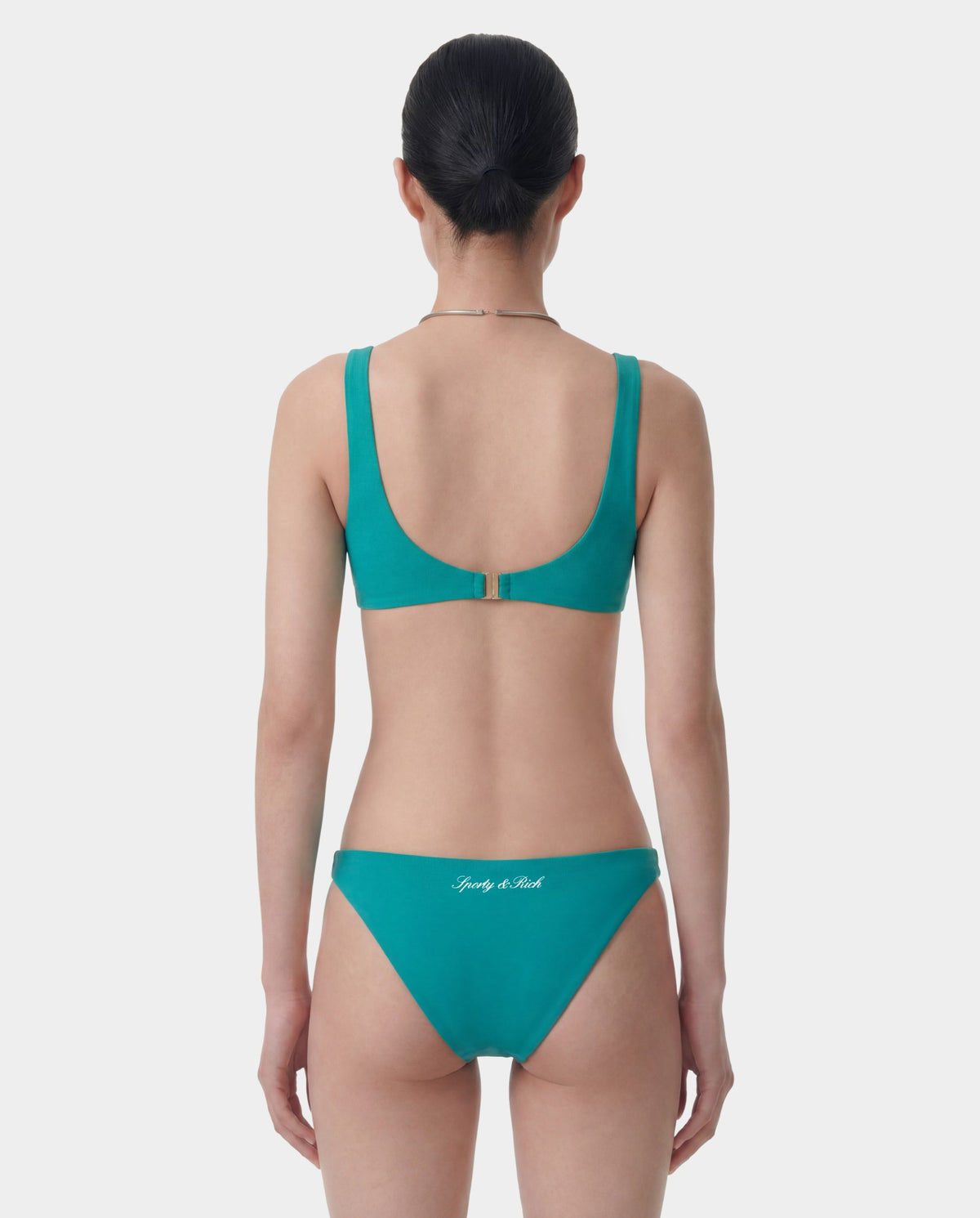 Sporty & Rich NY Crest Claudia Bikini Top - Amalfi Green/White