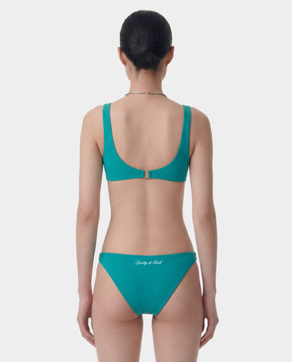 Sporty & Rich NY Crest Claudia Bikini Top - Amalfi Green/White
