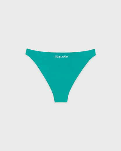 Sporty & Rich Signature Logo Claudia Bikini Bottom - Amalfi Green/White