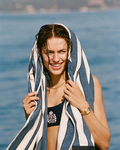 Sporty & Rich NY Crest Claudia Bikini Top - Light Navy/White
