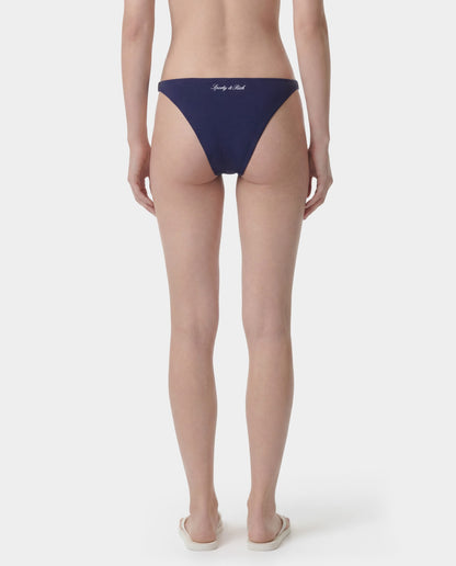 Sporty & Rich Signature Logo Claudia Bikini Bottom - Light Navy/White