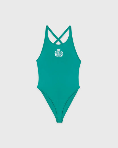 Sporty & Rich NY Crest Julie One Piece - Amalfi Green/White