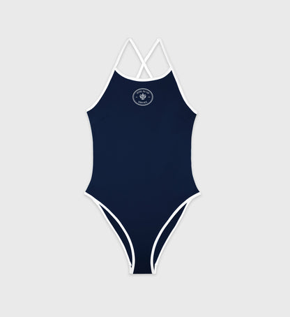 Sporty & Rich Eden Crest One Piece Swimsuit - Navy/White