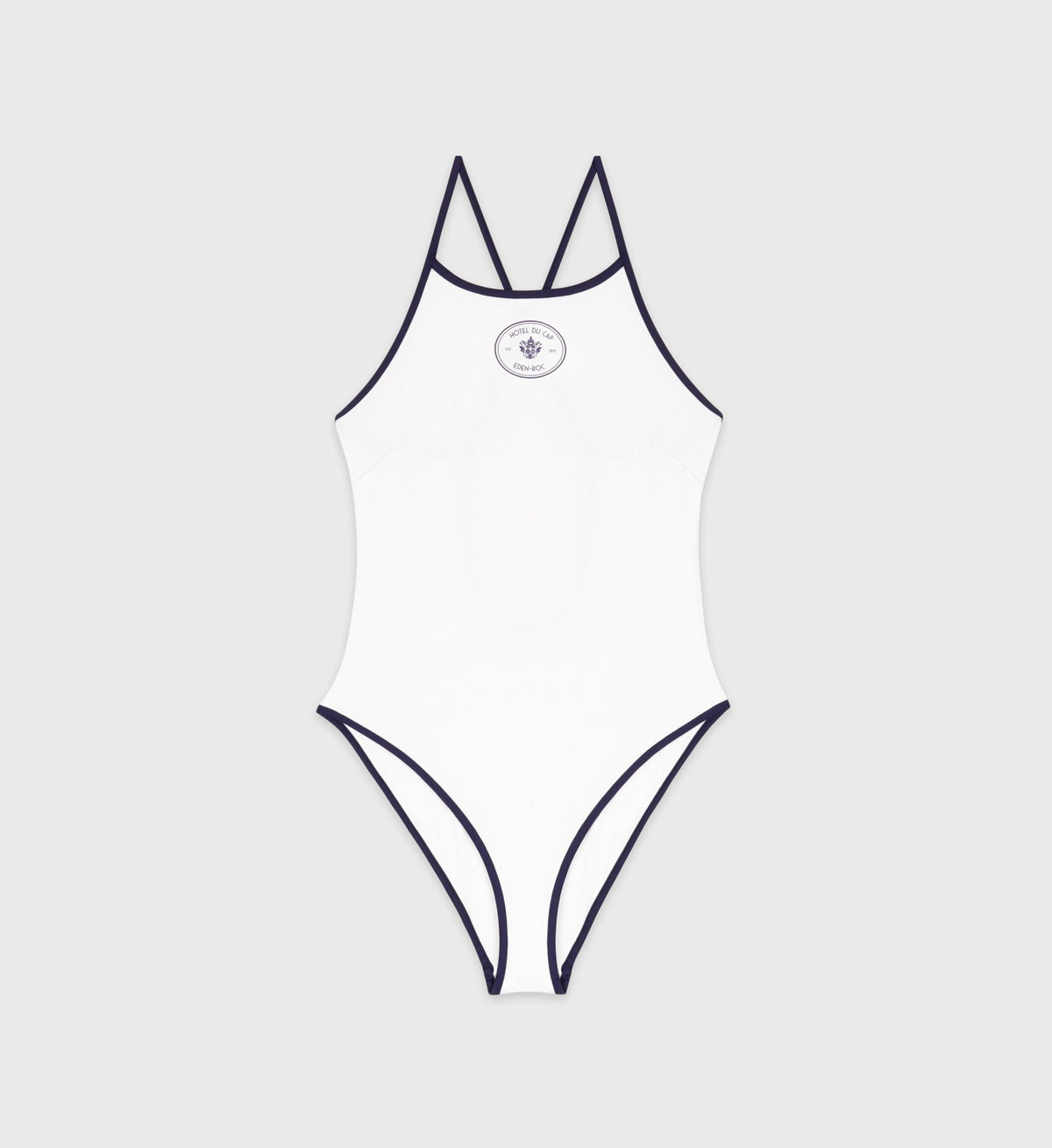 Sporty & Rich Eden Crest One Piece Swimsuit - White/Navy