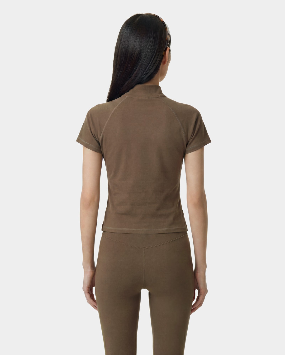 Sporty & Rich Serif Logo SS Sports Quarter Zip - Sand