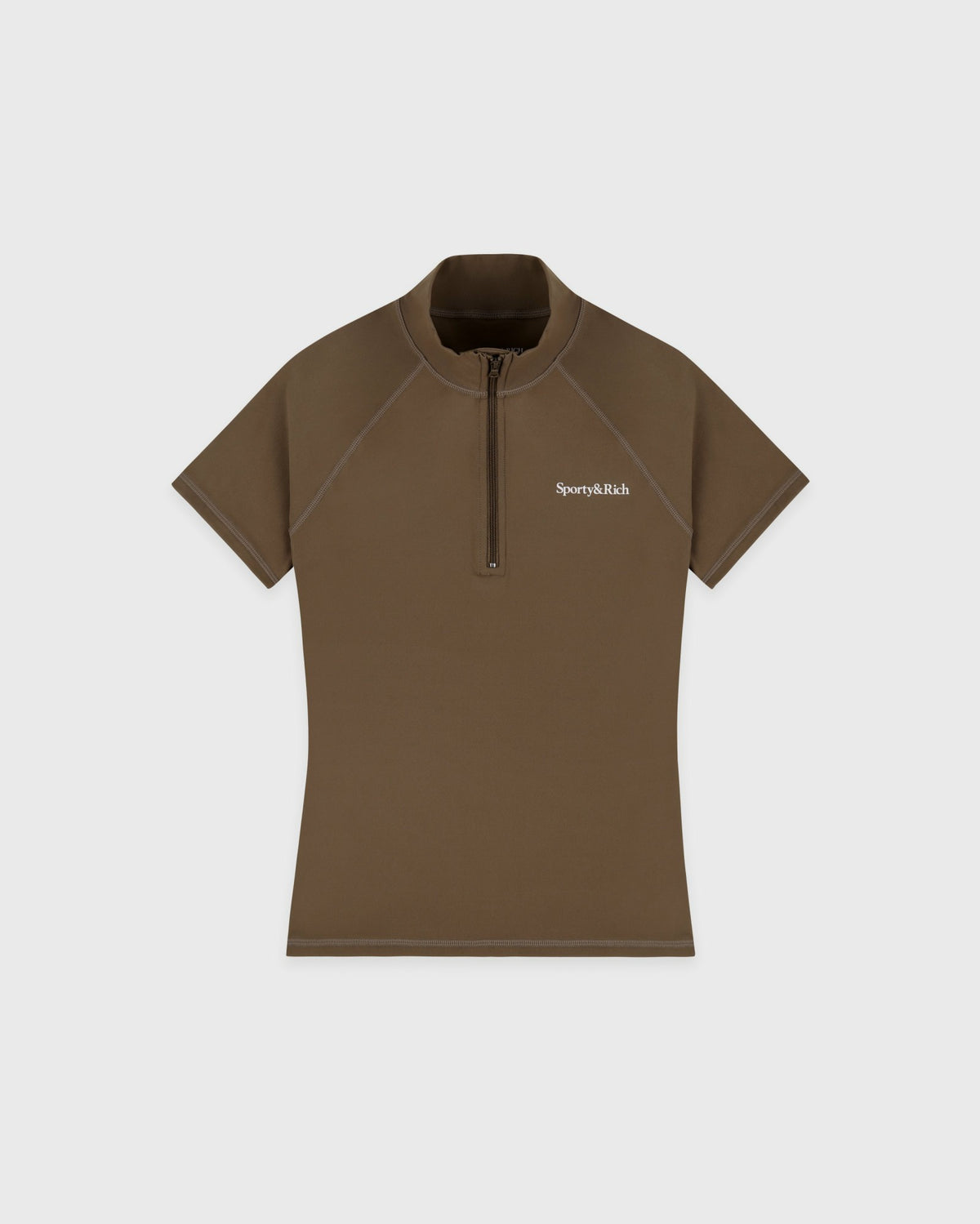 Sporty & Rich Serif Logo SS Sports Quarter Zip - Sand