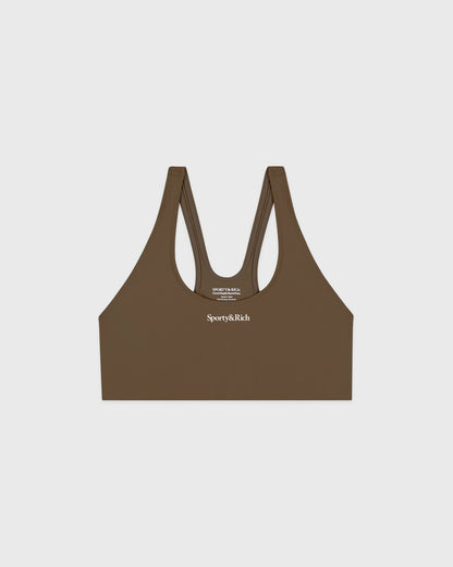 Sporty & Rich Serif Logo Sports Bra - Sand