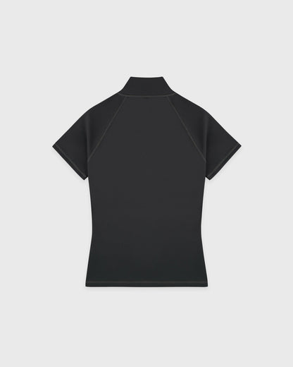 Sporty & Rich Serif Logo SS Sports Quarter Zip - Carbon