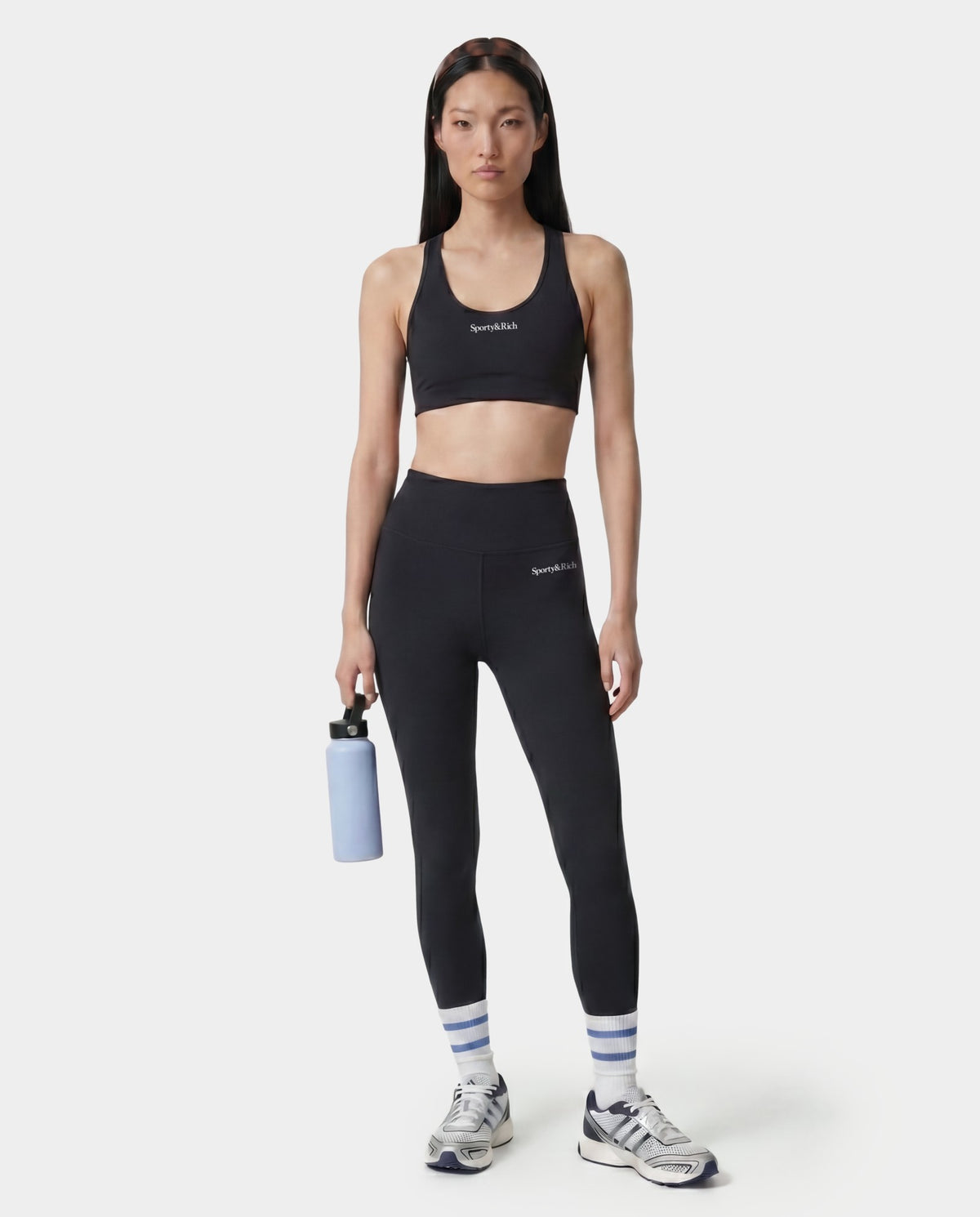 Sporty & Rich Serif Logo Sports Bra - Carbon
