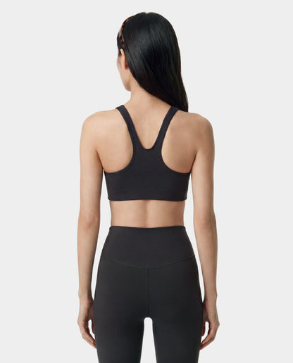 Sporty & Rich Serif Logo Sports Bra - Carbon