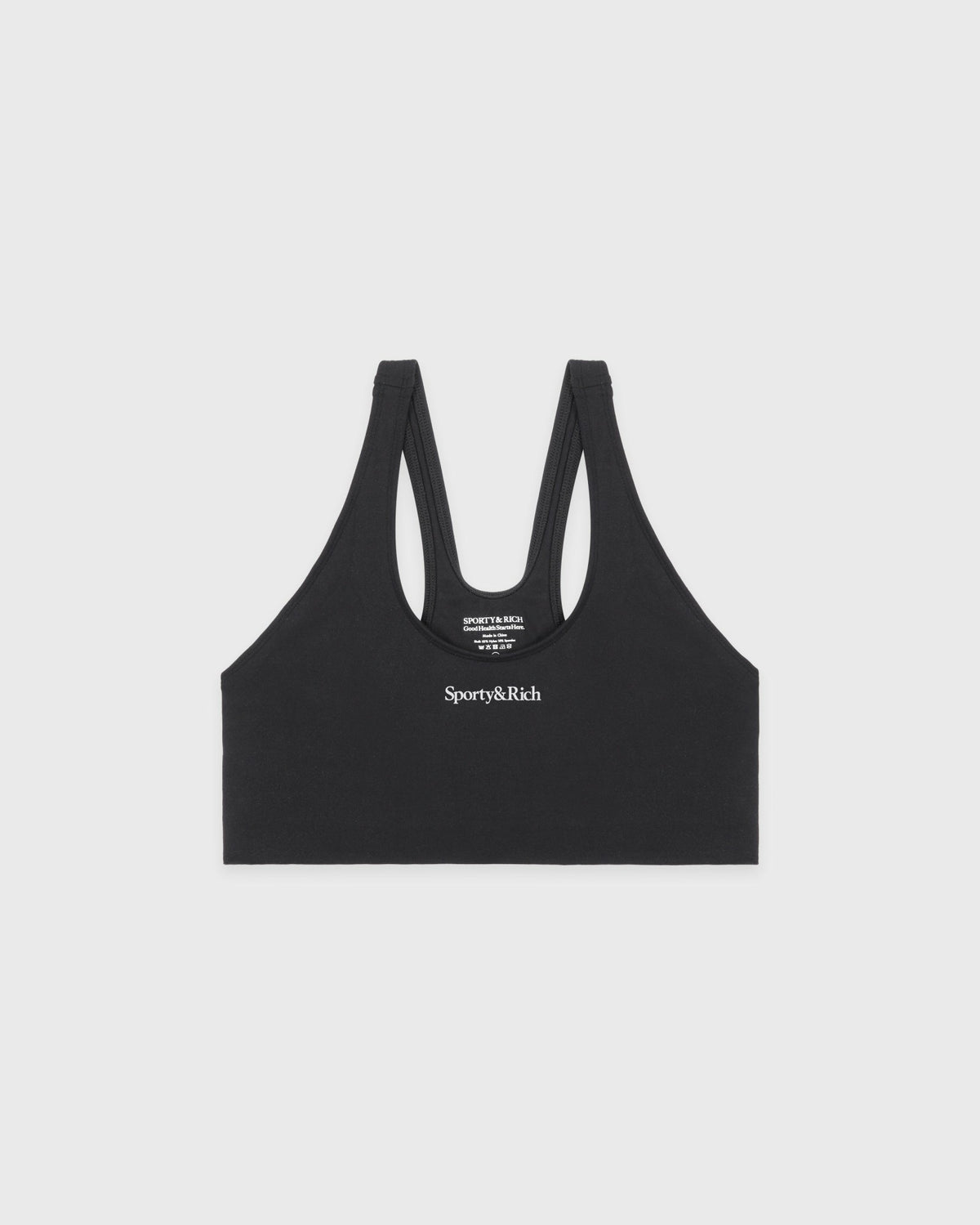 Sporty & Rich Serif Logo Sports Bra - Carbon