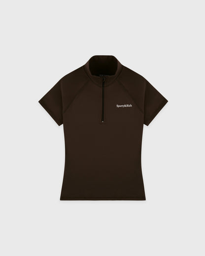Sporty & Rich Serif Logo SS Sports Quarter Zip - Cioco