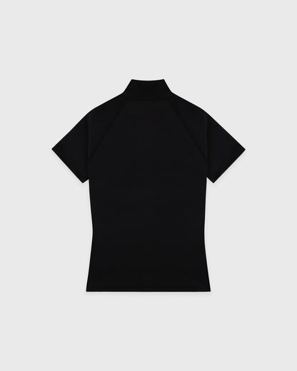 Sporty & Rich SR Runner Short Sleeve Sports Quarter Zip - Black/White