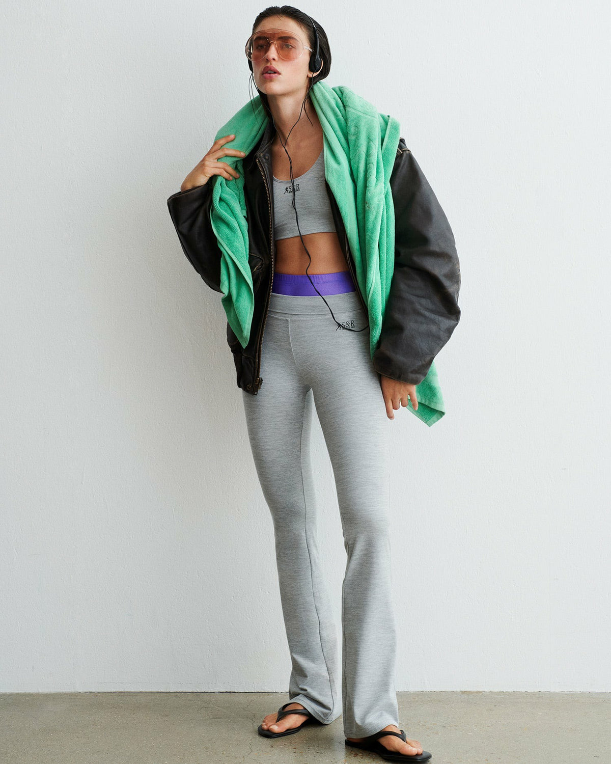 Sporty & Rich SR Runner Flared Legging - Heather Gray
