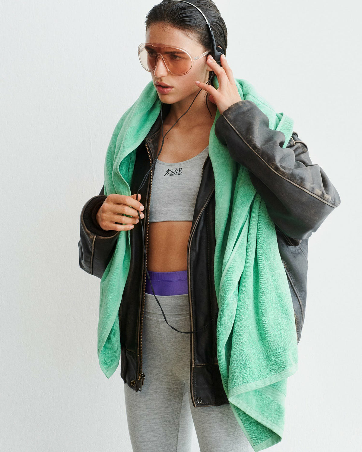 Sporty & Rich SR Runner Sports Bra - Heather Gray