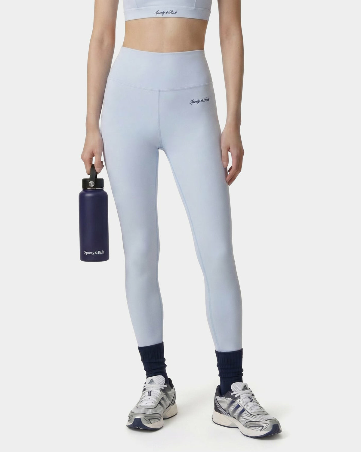 Sporty & Rich Signature Logo Legging - Ciel/Navy
