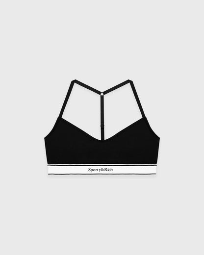Sporty & Rich Serif Logo Sports Bralette - Black/White