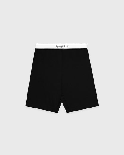 Sporty & Rich Serif Logo Biker Short - Black/White