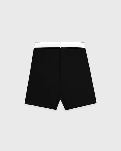 Sporty & Rich Serif Logo Biker Short - Black/White