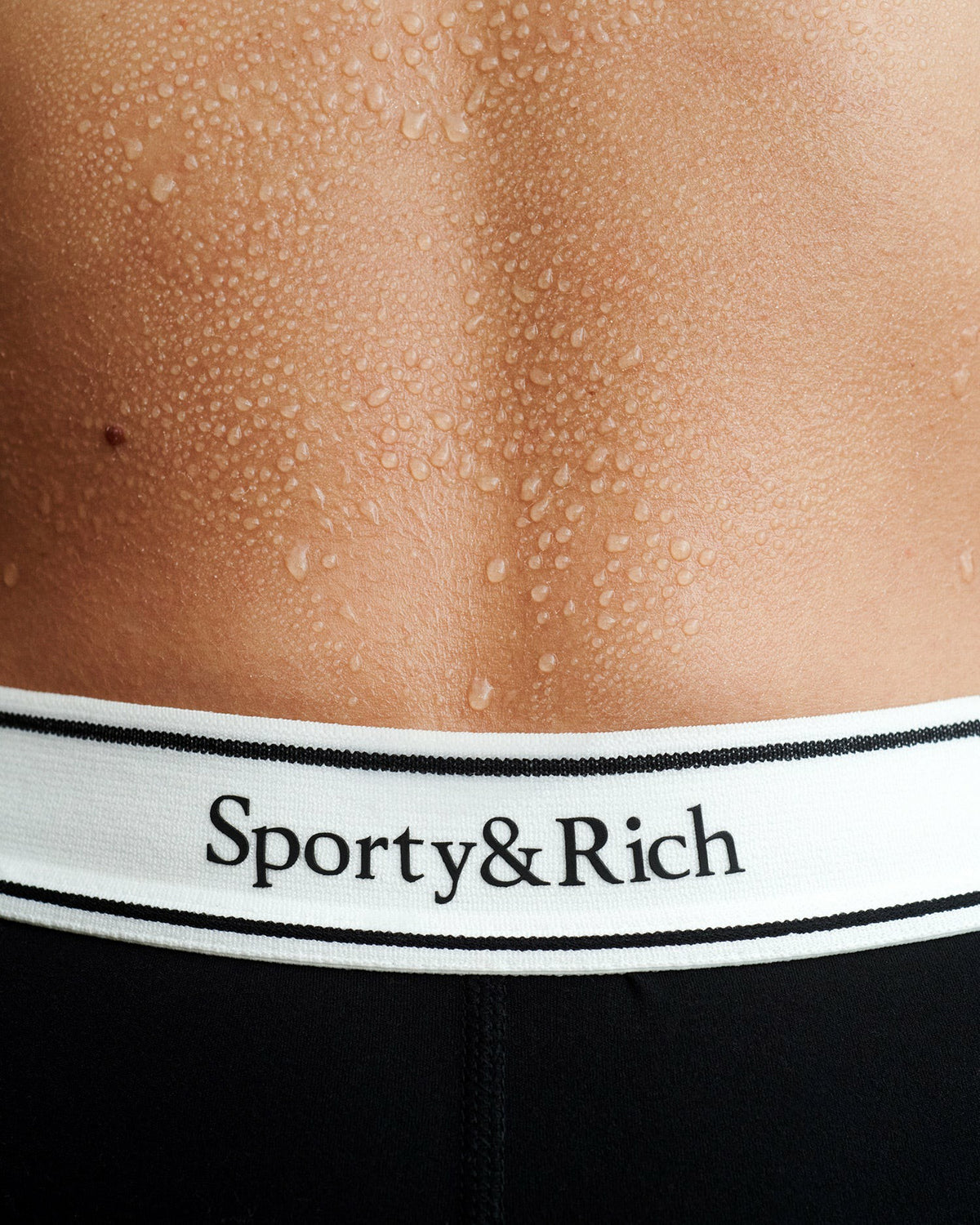 Sporty & Rich Serif Logo Biker Short - Black/White