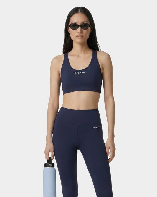 Sporty & Rich Signature Logo Sports Bra - Navy