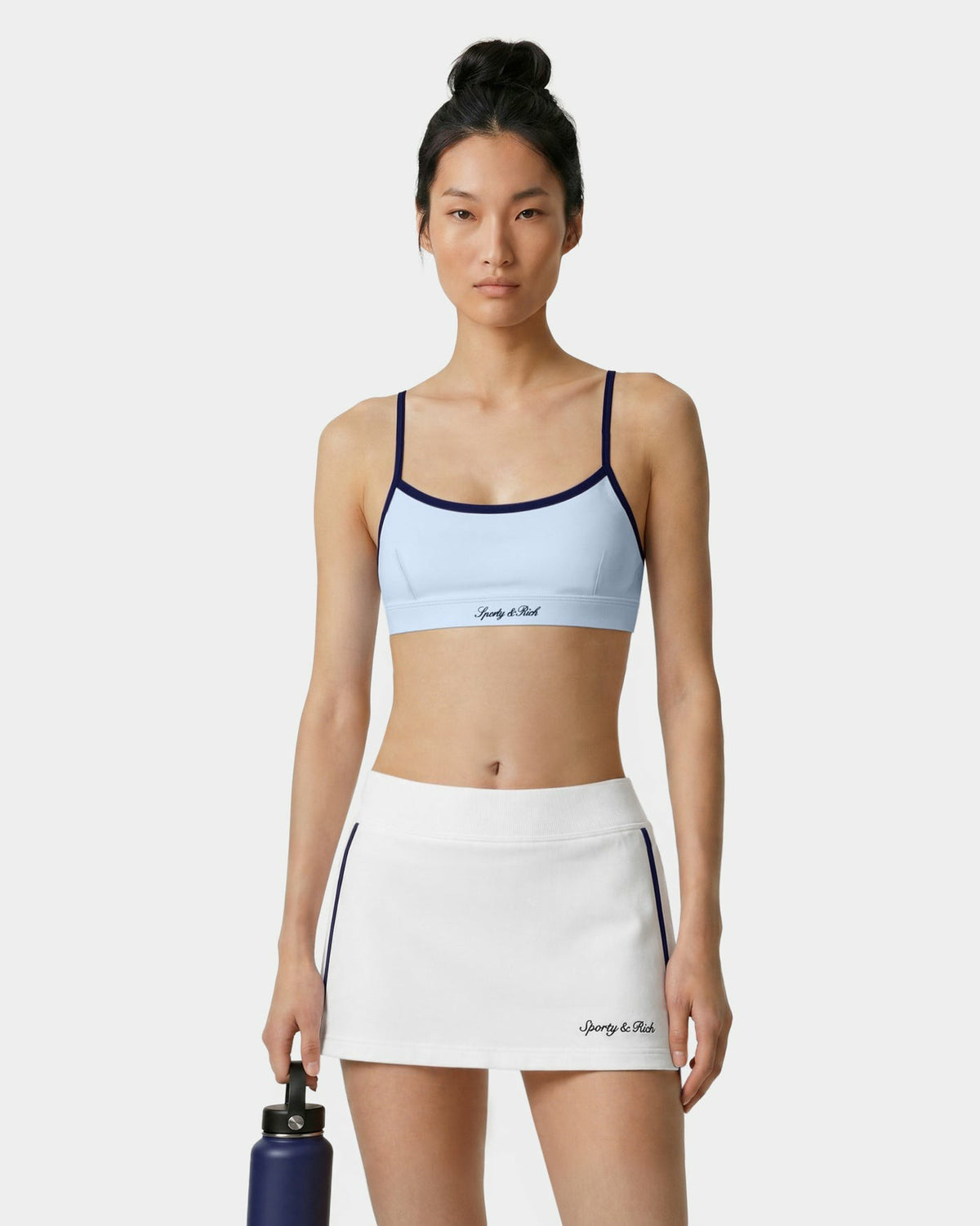 Sporty & Rich Signature Logo Athletic Bra - Ciel/Navy