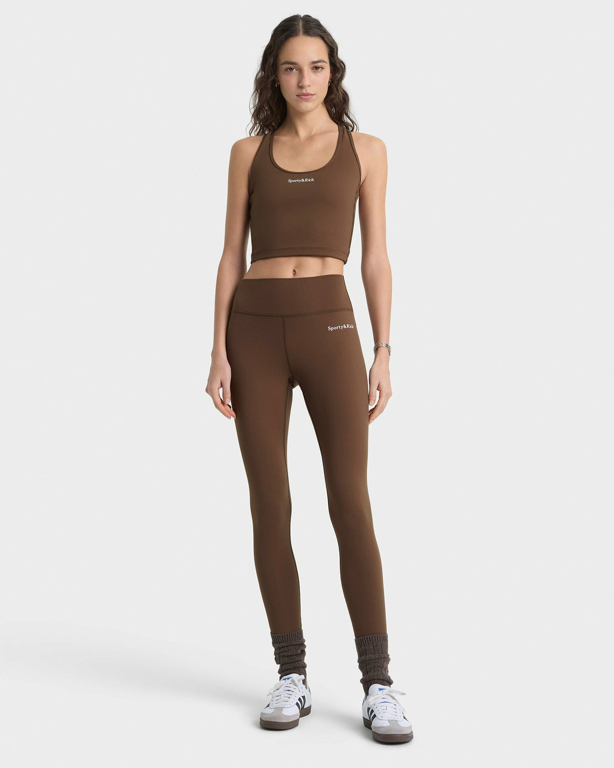Sporty & Rich Serif Logo Sports Tank - Toffee/White