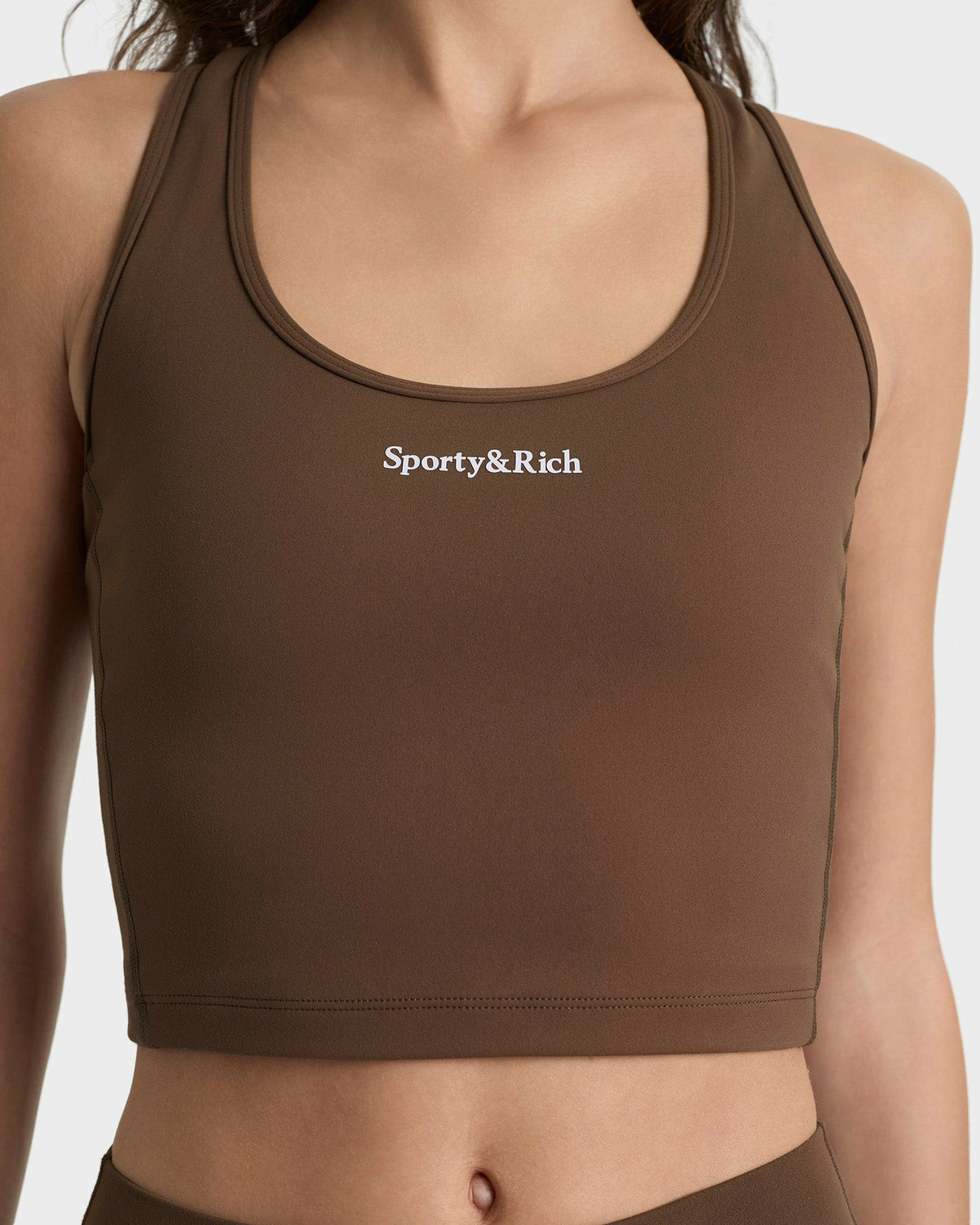 Sporty & Rich Serif Logo Sports Tank - Toffee/White