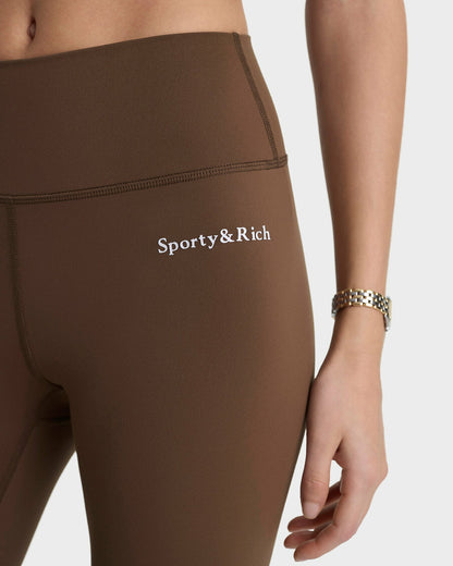 Sporty & Rich Serif Logo Legging - Toffee/White